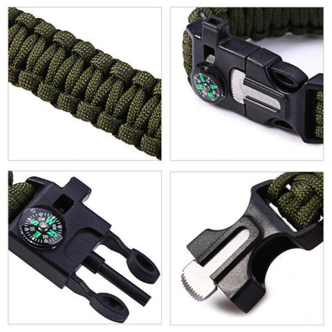 Emergency Paracord Bracelets, Survival Bracelet With Embedded Compass Whistle Survival Fire Starter Scraper Accessories
